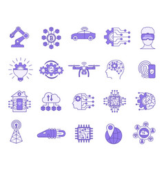 Colored Technology Icons Of Geolocation