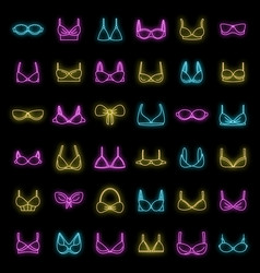 Modern Bra Icons Set Neon