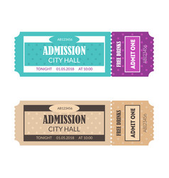 Cartoon color mockup template tickets set Vector Image