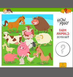 Counting game with cartoon animals Royalty Free Vector Image