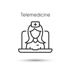 Telemedicine Line Icon Online Doctor Sign