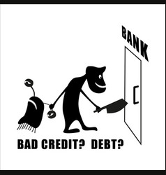 An Evil Banker With Ax Drags The Debtor