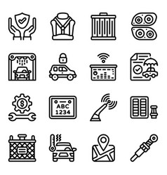 Car Care And Accessories Icons In Modern Line Styl