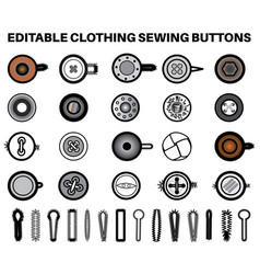 Sewing Buttons Flat Sketch Set Different Types