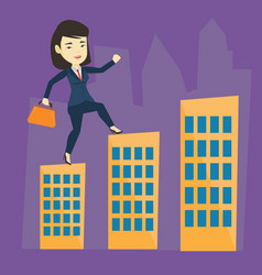 Business Woman Walking On The Roofs Of Buildings