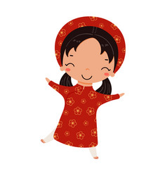 Cute Girl In Traditional Vietnamese Clothes Ao Dai