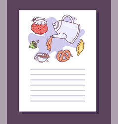 Baking Recipe Card With Teapot And Baked Food