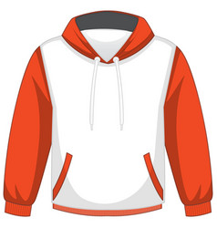 Front Basic White And Orange Hoodie Isolated