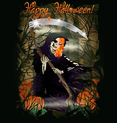 Happy Halloween Vip Card Redhair Lady Grim Reaper