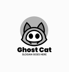 Logo Ghost Cat Mascot Cartoon Style