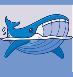 Cute Blue Whale Surface Humpback Isolated Cartoon