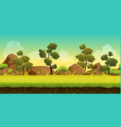 Forest and stones 2d game landscape for games Vector Image