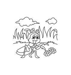 Funny Grasshopper Cartoon Coloring Page