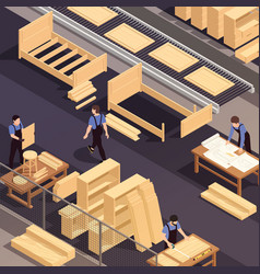 Furniture Production Isometric Colored Composition