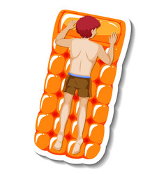 Man Laying On Floating Swimming Pool Mattress