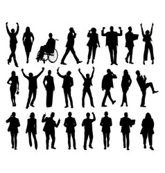 Silhouettes Of Diverse Business People On White