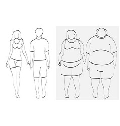 Fat and skinny people Royalty Free Vector Image