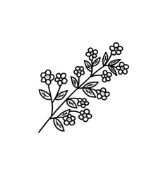 Blooming Spring Twig With Leaves Doodle