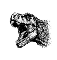 Dinosaur Tyrannosaurus Head Hand Drawn Ink Sketch