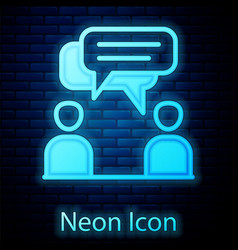 Glowing Neon Two Sitting Men Talking Icon