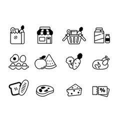 Set Of Grocery Icons With Black Color