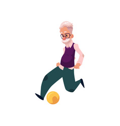 Flat Grandfather Playing Football