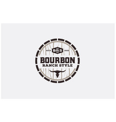 Bourbon Wooden Barrel Keg Bull Longhorn Logo