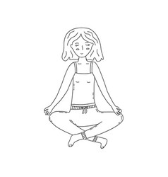 Cute Girl Is Meditating In Lotus Position