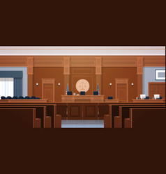 Empty Courtroom With Judge And Secretary Workplace