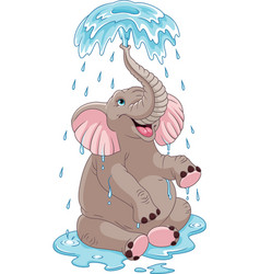 Funny Elephant Bathing Cartoon