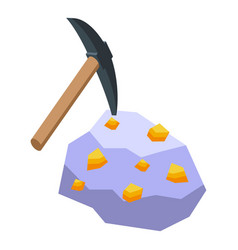 Gold Mine Pick Axe Icon Isometric Work