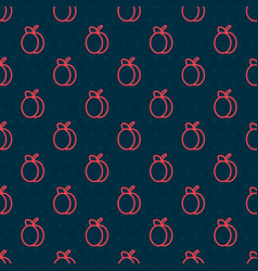 Red Line Plum Fruit Icon Isolated Seamless