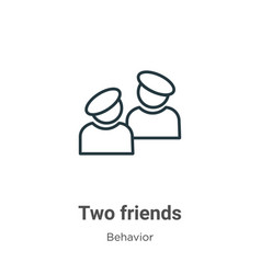 Two Friends Outline Icon Thin Line Black