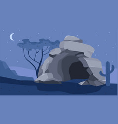 Cave In A Desert At Night