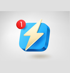 Golden Flash On Blue Button 3d Mobile Application