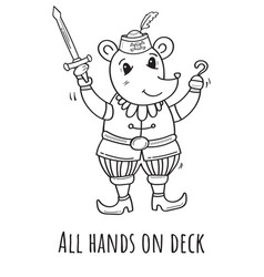 Mouse Pirate Holds Backsword All Hands On Deck