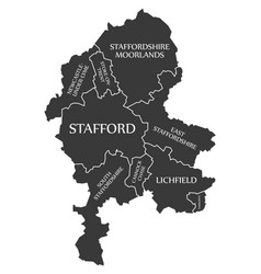 Staffordshire County England Uk Black Map