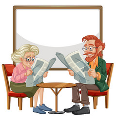 Senior Man And Woman Reading Papers By A Table