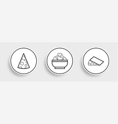 Set Line Cheese And Cottage Cheese Icon