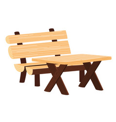 Wooden Park Bench And Picnic Table Isolated