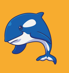 Cute Orca Whale Swim Isolated Cartoon Animal