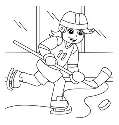 Girl Playing Hockey Coloring Page For Kids