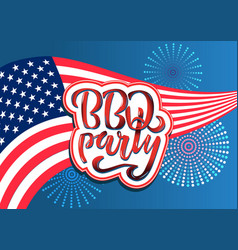 July 4th Bbq Party Lettering Invitation