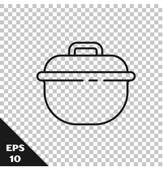 Black Line Cooking Pot Icon Isolated On