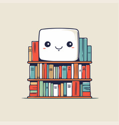 Cute Cartoon Bookshelf With Book Character