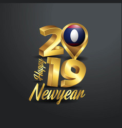 Happy New Year 2019 Golden Typography With Laos