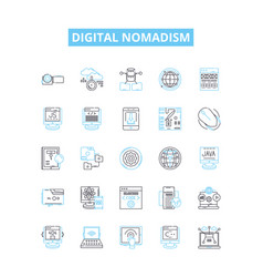 Digital Nomadism Line Icons Set Remote