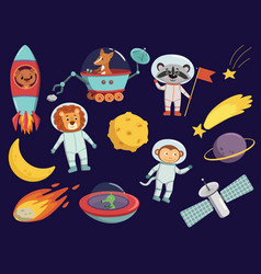 Space Cartoon Set Of Animal