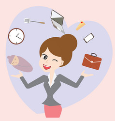 Business Mom Balance Work And Life Cartoon