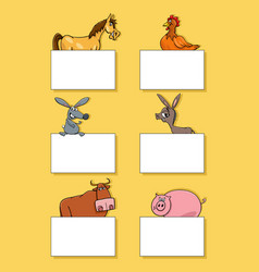 Farm Animal Characters With Cards Or Banners